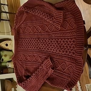 Women's Signature Cotton Fisherman Tunic Sweater. (#513) burgundy sz. M